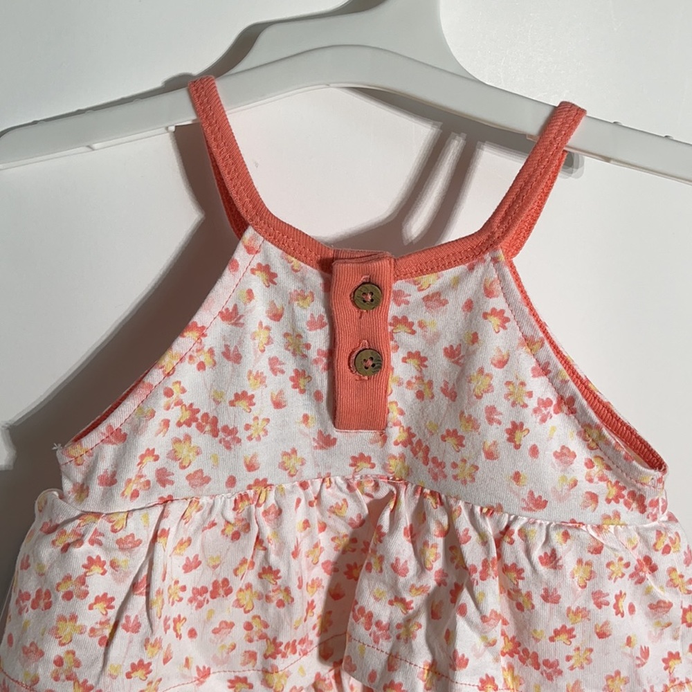 Burt’s Bees Baby Girl’s Peach & White Floral Petal Tiered Sleeveless Tunic - Picture 7 of 7